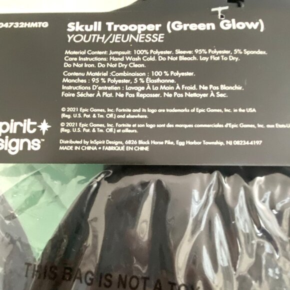 InSpirit Designs Kids' Fortnite Skull Trooper Green Halloween Costume M - Picture 10 of 10